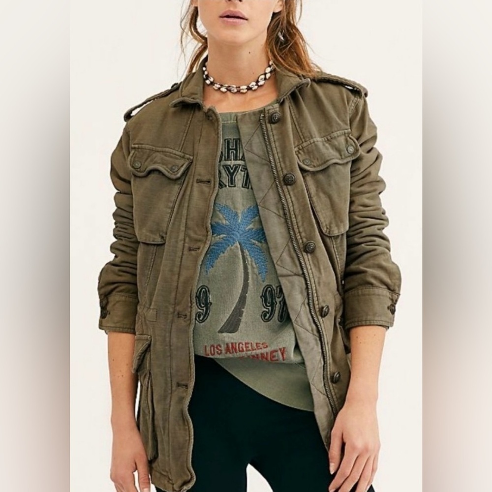 Free People Women's Not Your Brothers Surplus Jacket Military Army Cargo - Picture 2 of 9